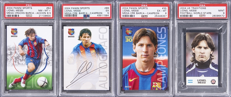 2004-06 Lionel Messi Collection (4 Different PSA Graded Cards) - Featuring PSA 8.5 Megacracks Barca Campeon "Accion"